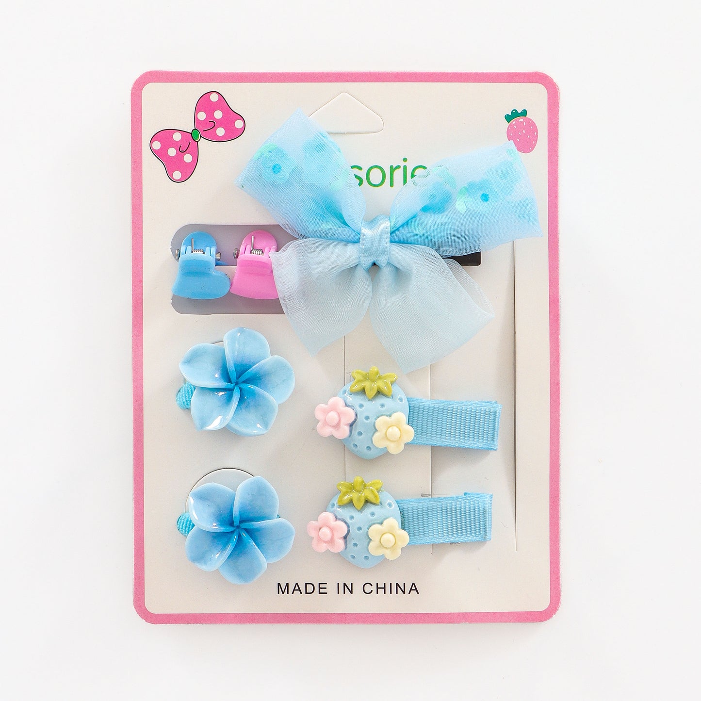 Girls Floral Bow Hair Clip Set – Assorted Pack of 3