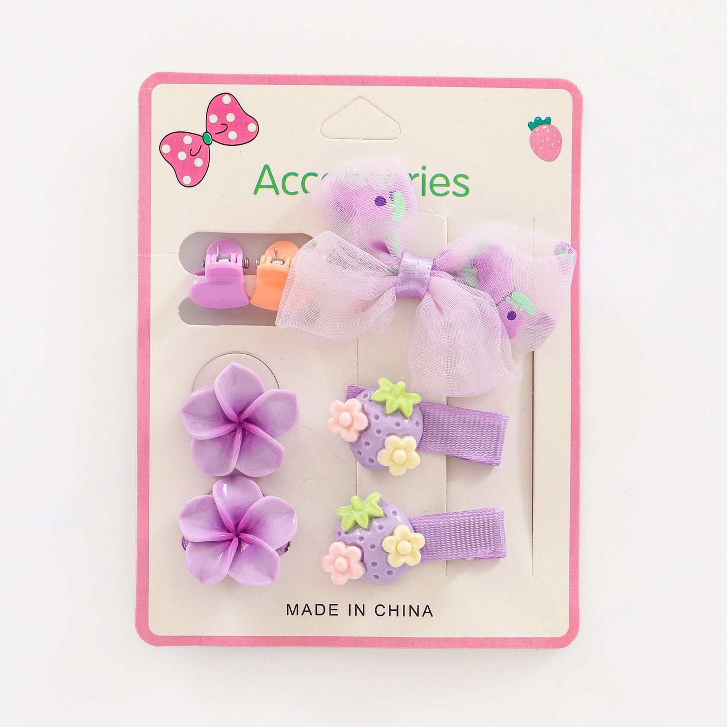 Girls Floral Bow Hair Clip Set – Assorted Pack of 3