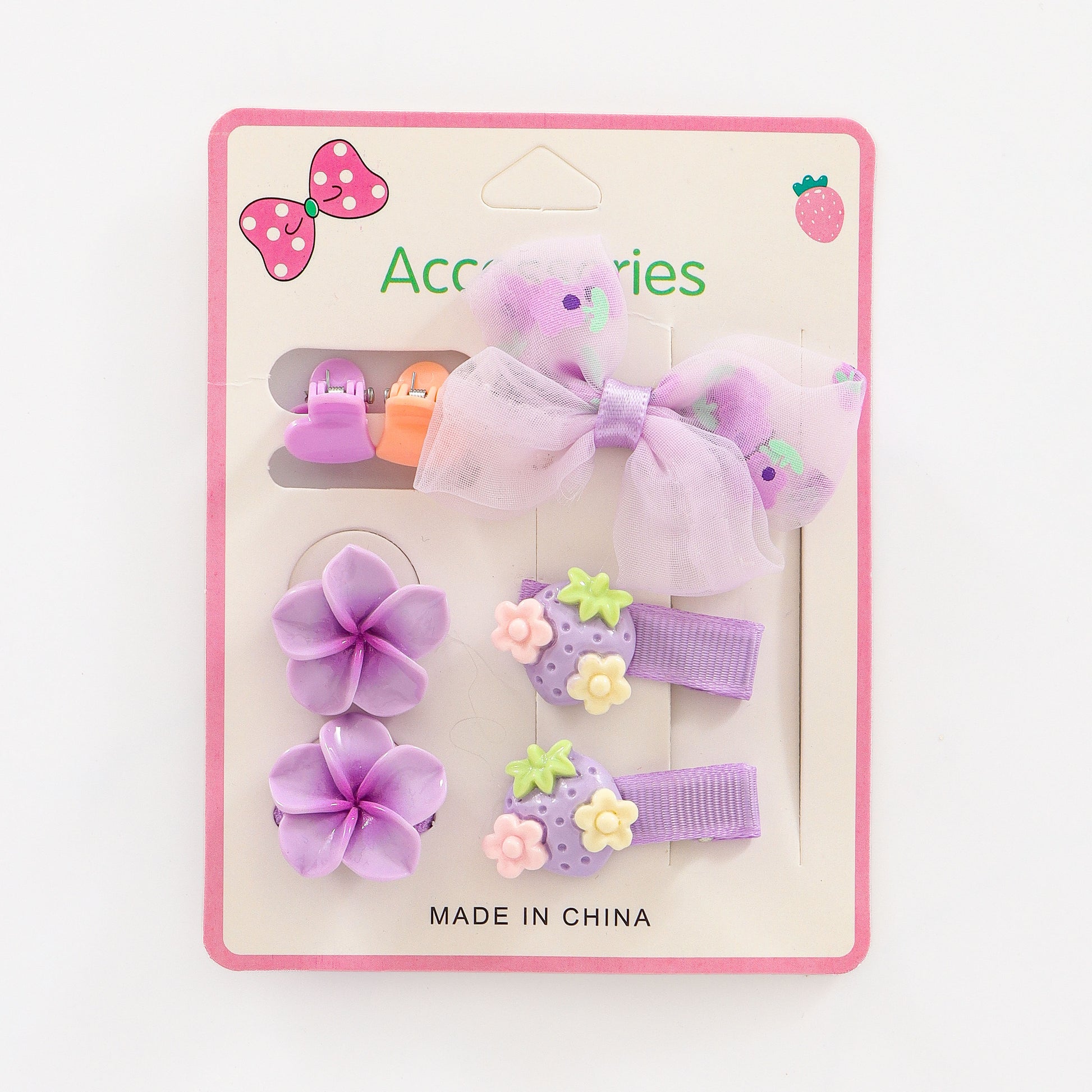 Girls Floral Bow Hair Clip Set – Assorted Pack of 3