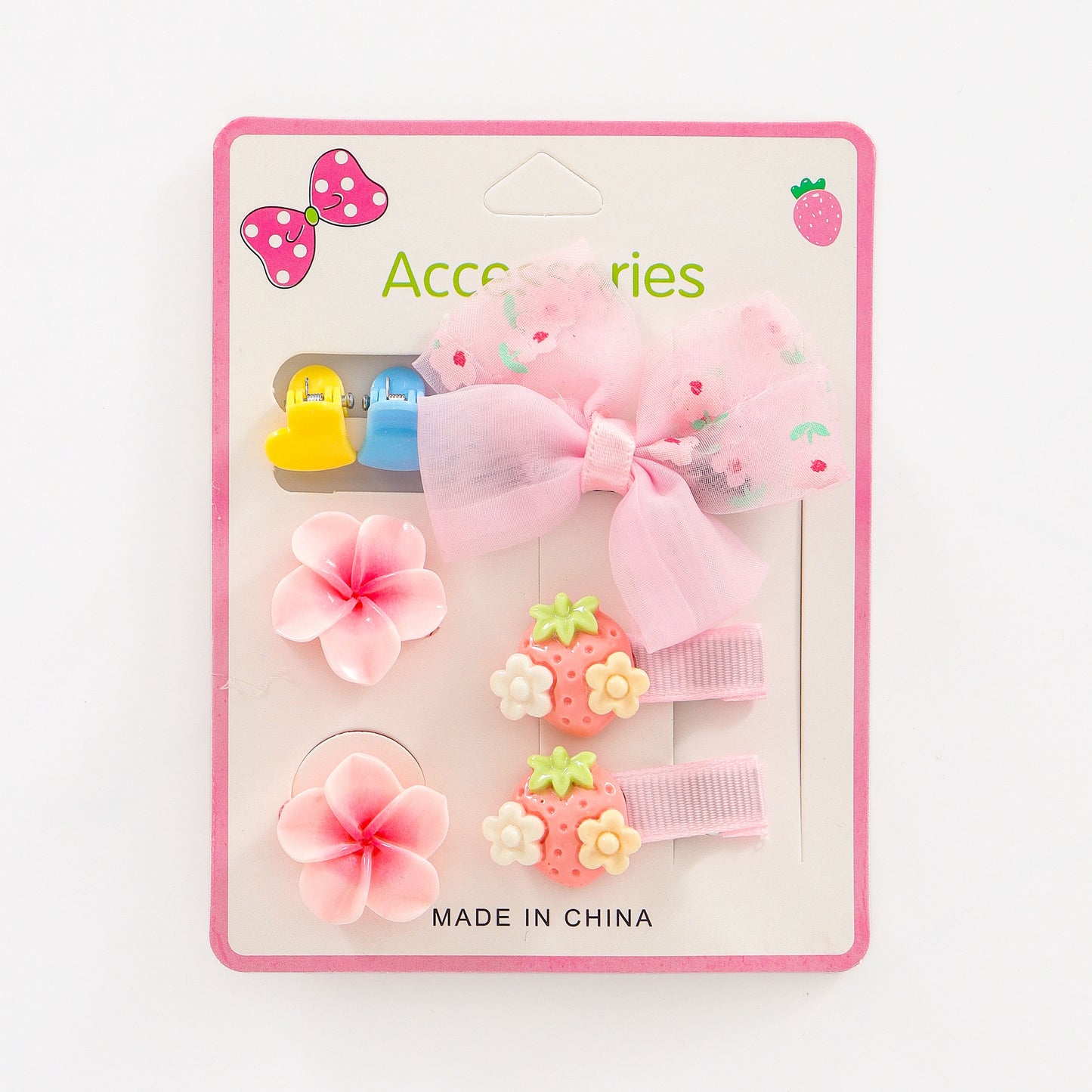 Girls Floral Bow Hair Clip Set – Assorted Pack of 3