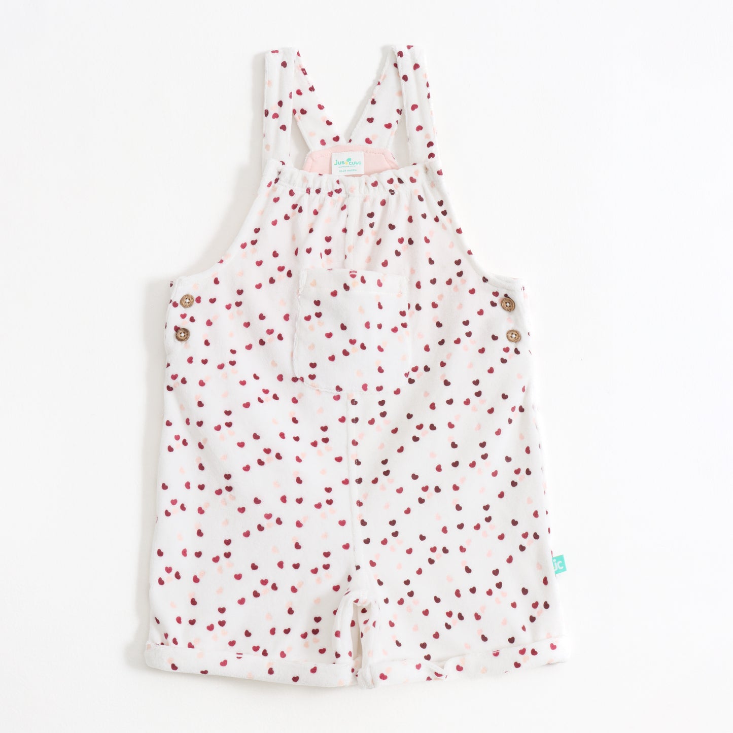 Baby Girls Heart Printed Cotton Dungaree with Half Sleeve T-Shirt Set