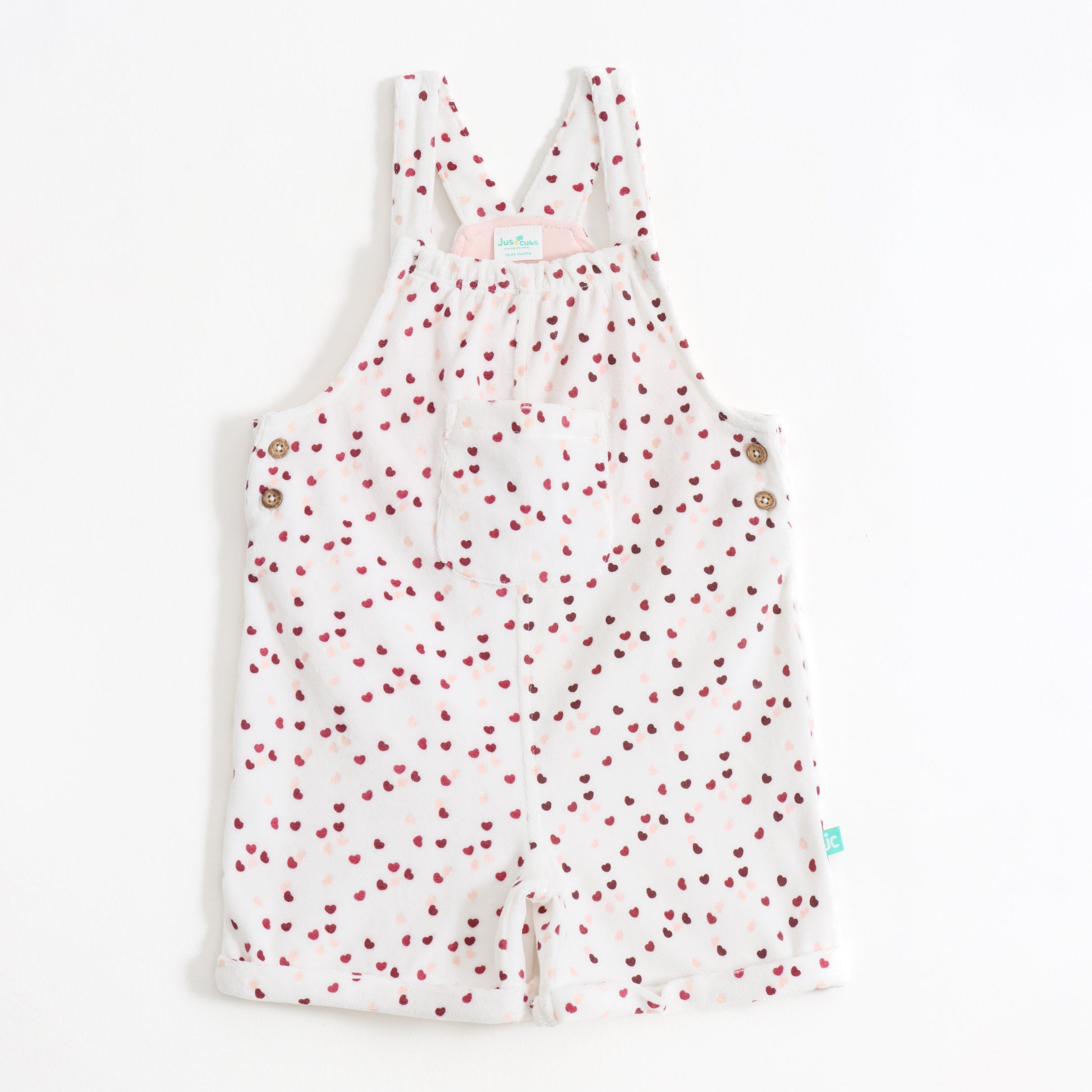 Baby Girls Heart Printed Cotton Dungaree with Half Sleeve T-Shirt Set