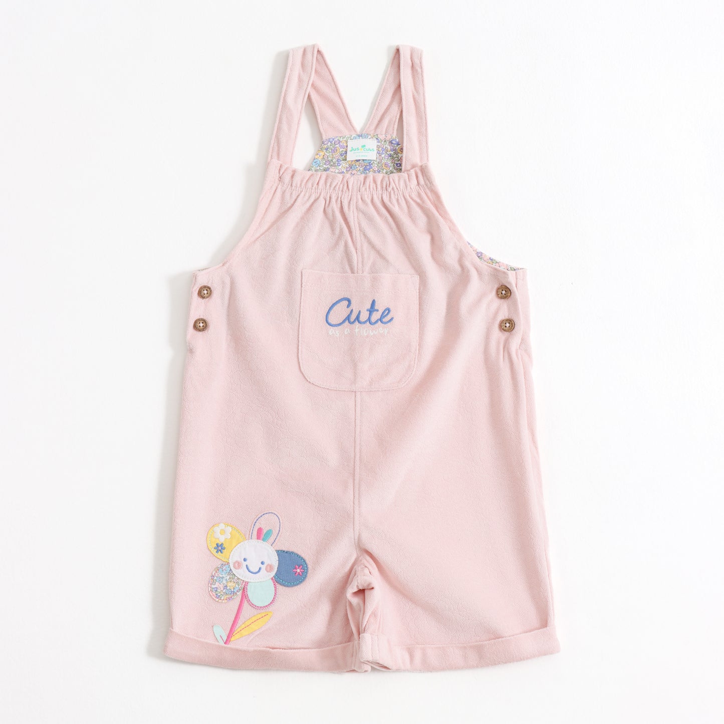 Baby Girls Floral Printed Dungaree with Half Sleeve T-Shirt Set