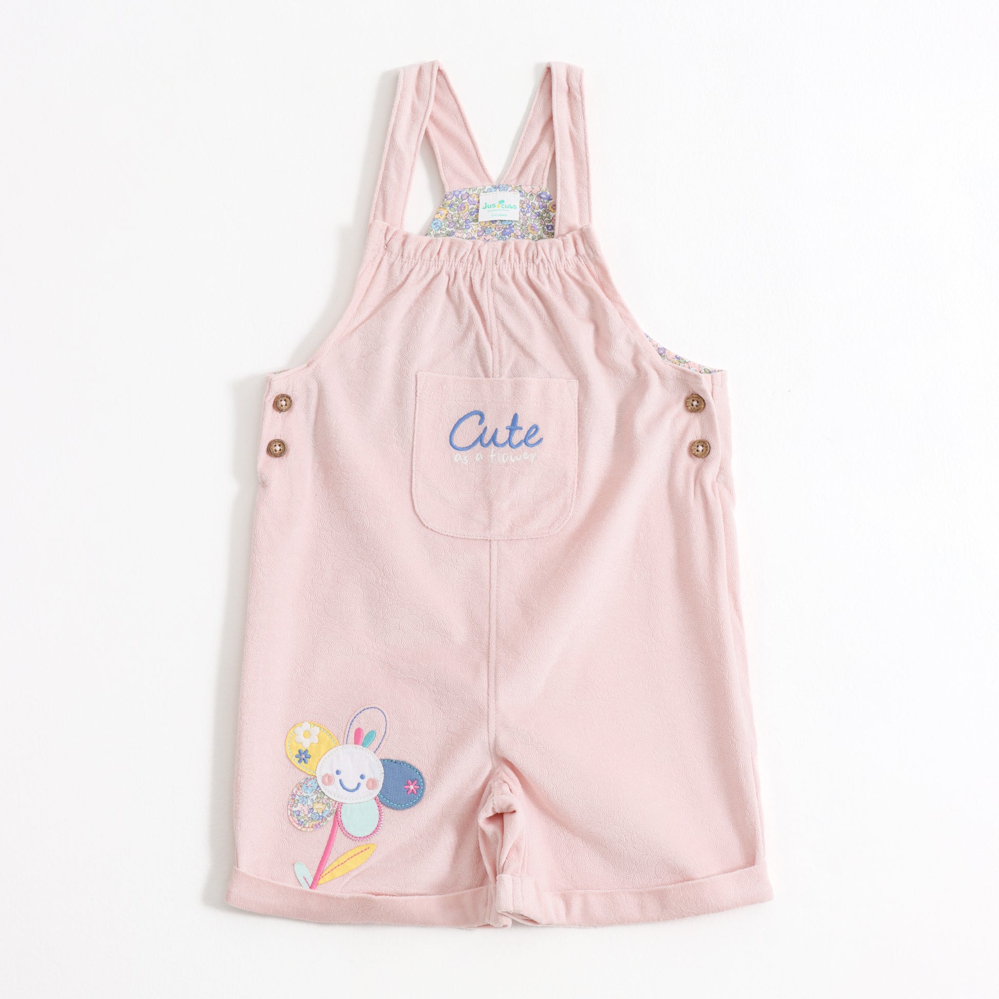 Baby Girls Floral Printed Dungaree with Half Sleeve T-Shirt Set