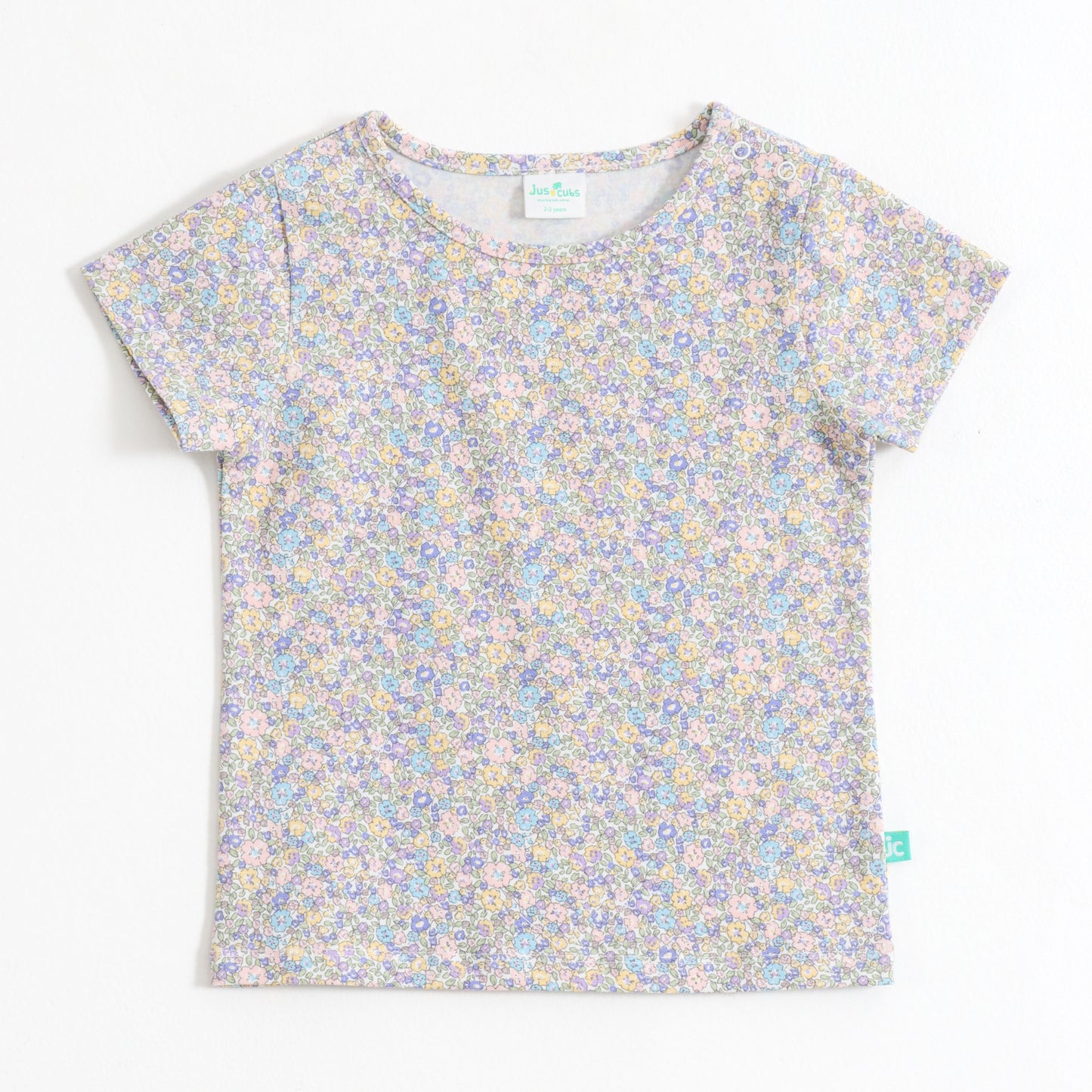 Baby Girls Floral Printed Dungaree with Half Sleeve T-Shirt Set