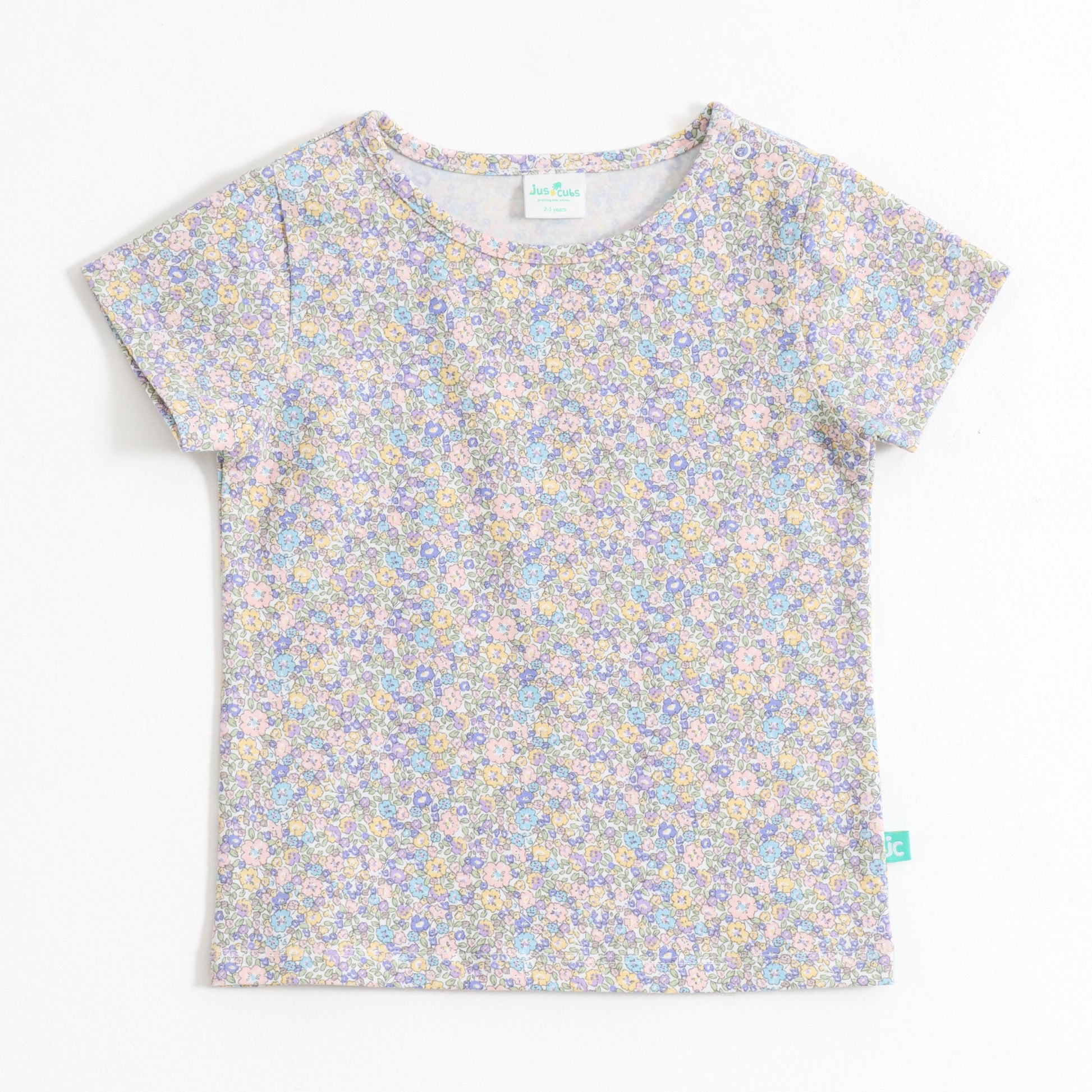 Baby Girls Floral Printed Dungaree with Half Sleeve T-Shirt Set