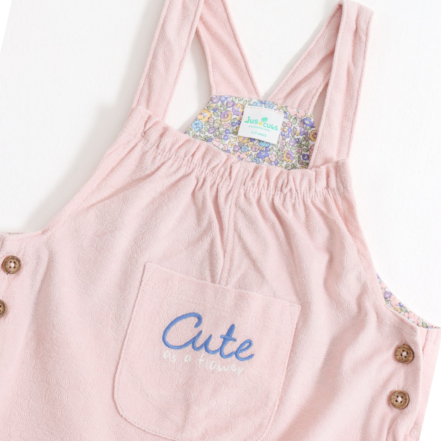Baby Girls Floral Printed Dungaree with Half Sleeve T-Shirt Set