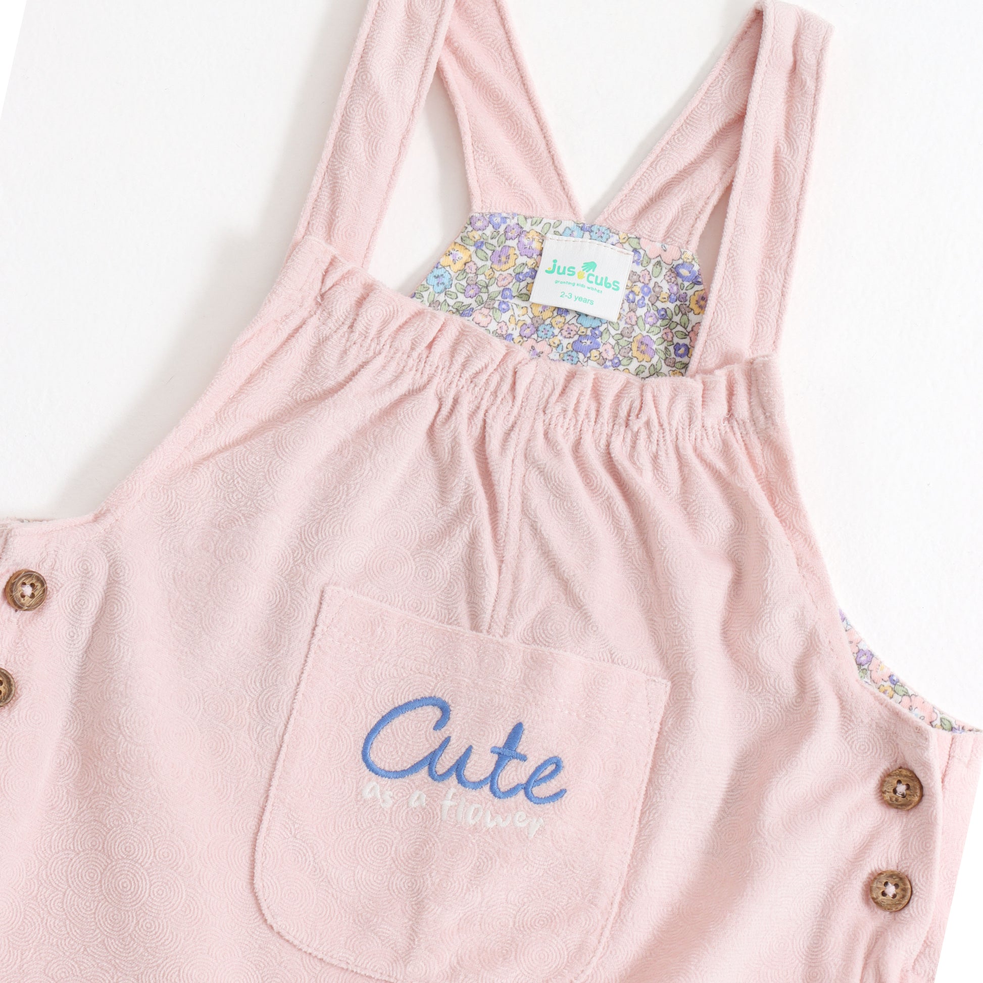 Baby Girls Floral Printed Dungaree with Half Sleeve T-Shirt Set