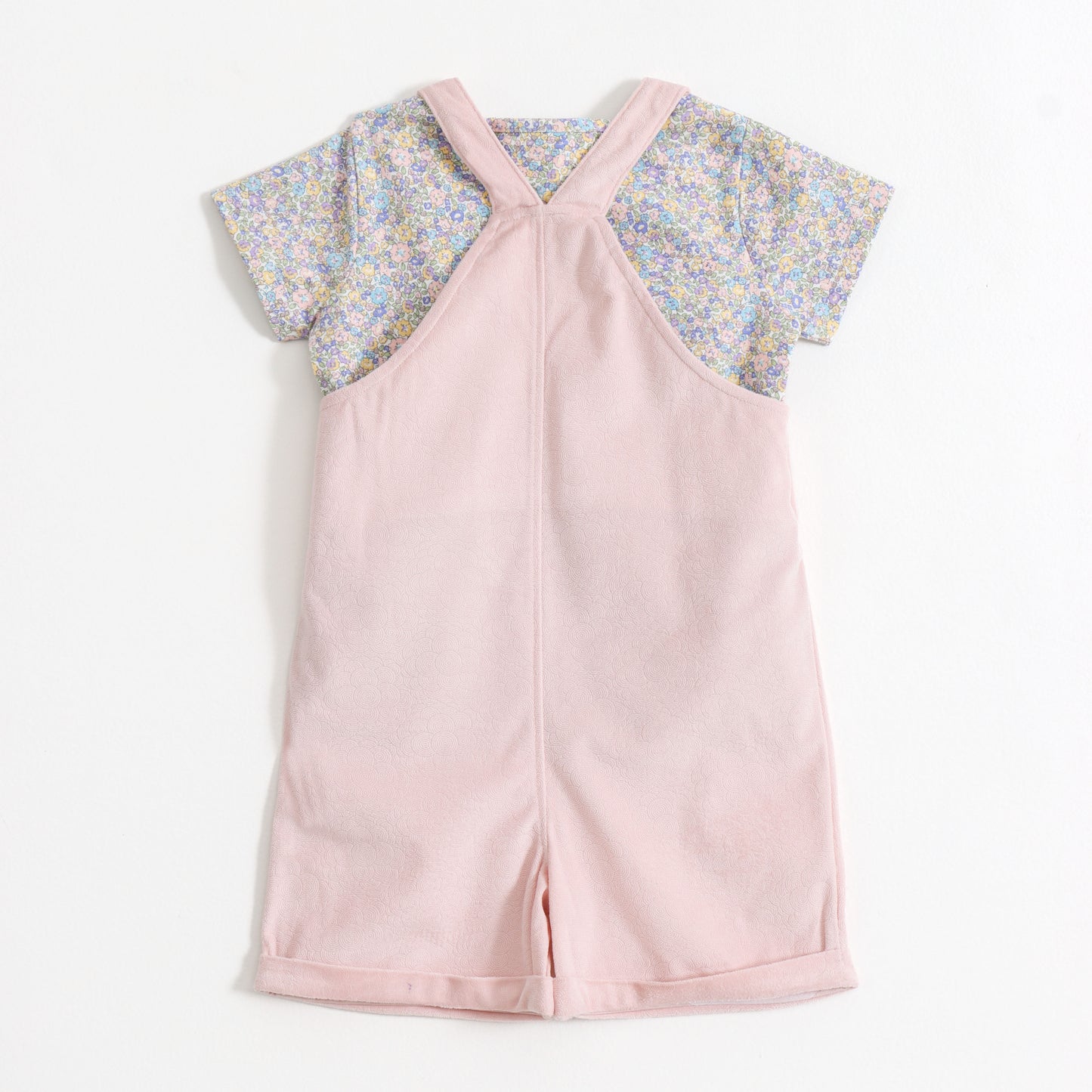 Baby Girls Floral Printed Dungaree with Half Sleeve T-Shirt Set