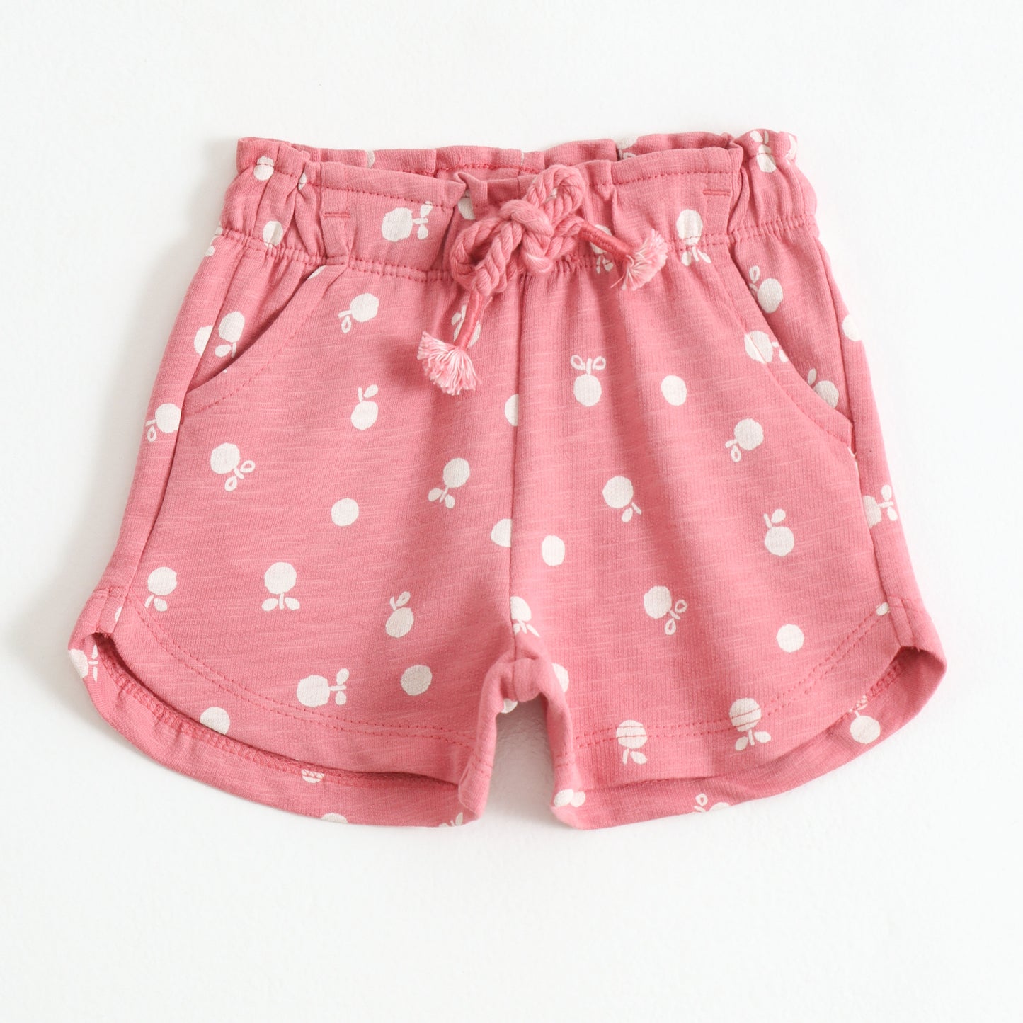 Girls Pink All Over Fruit Print Cotton Shorts