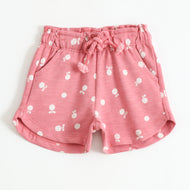 Girls Pink All Over Fruit Print Cotton Shorts