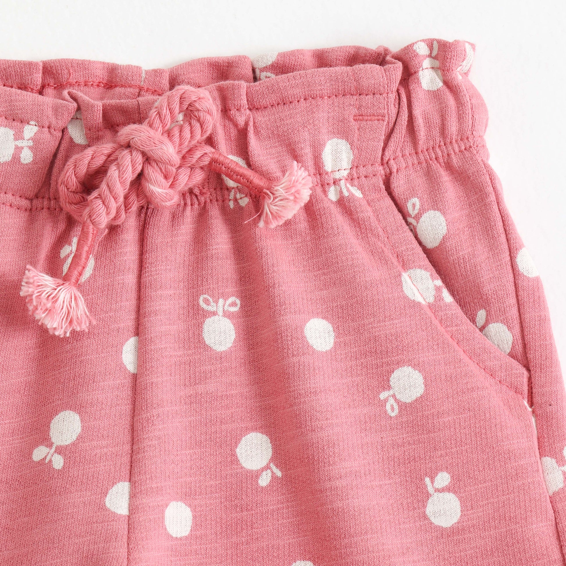 Girls Pink All Over Fruit Print Cotton Shorts