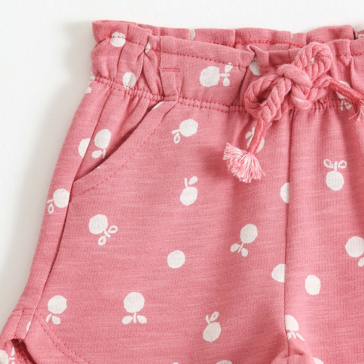 Girls Pink All Over Fruit Print Cotton Shorts