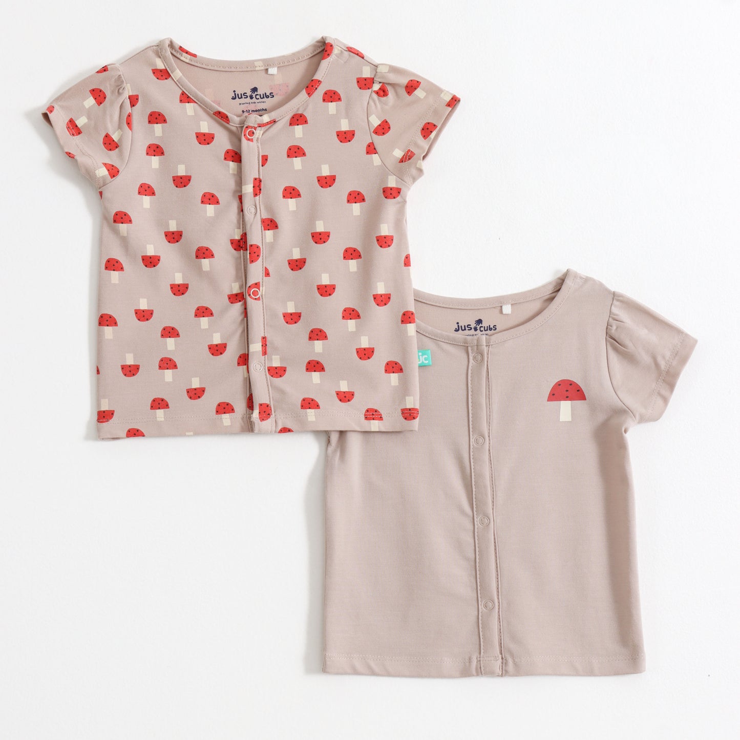 Baby Girls Cotton Front Open Half Sleeve T-Shirt Pack of 2