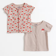 Baby Girls Cotton Front Open Half Sleeve T-Shirt Pack of 2