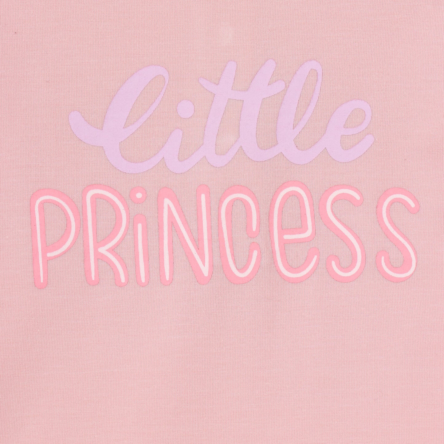 Girls Peach "Little Princess" Cotton T-Shirt & Printed Shorts Co-Ord Set
