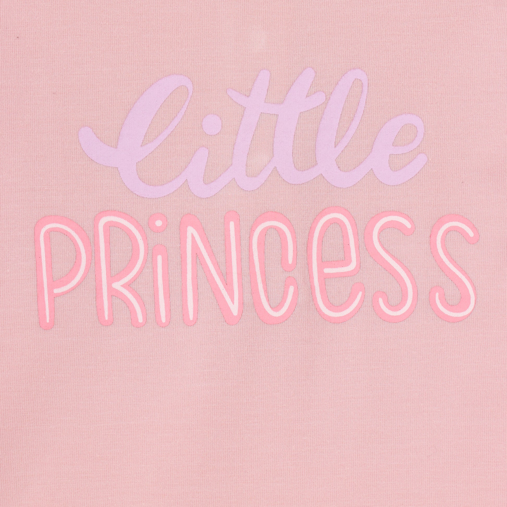 Girls Peach "Little Princess" Cotton T-Shirt & Printed Shorts Co-Ord Set