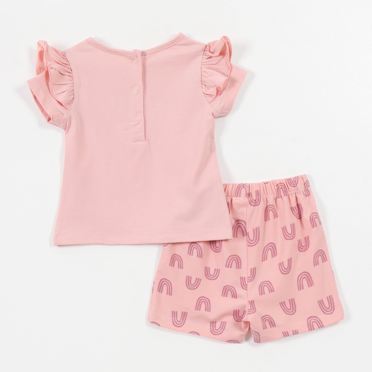 Girls Peach "Little Princess" Cotton T-Shirt & Printed Shorts Co-Ord Set
