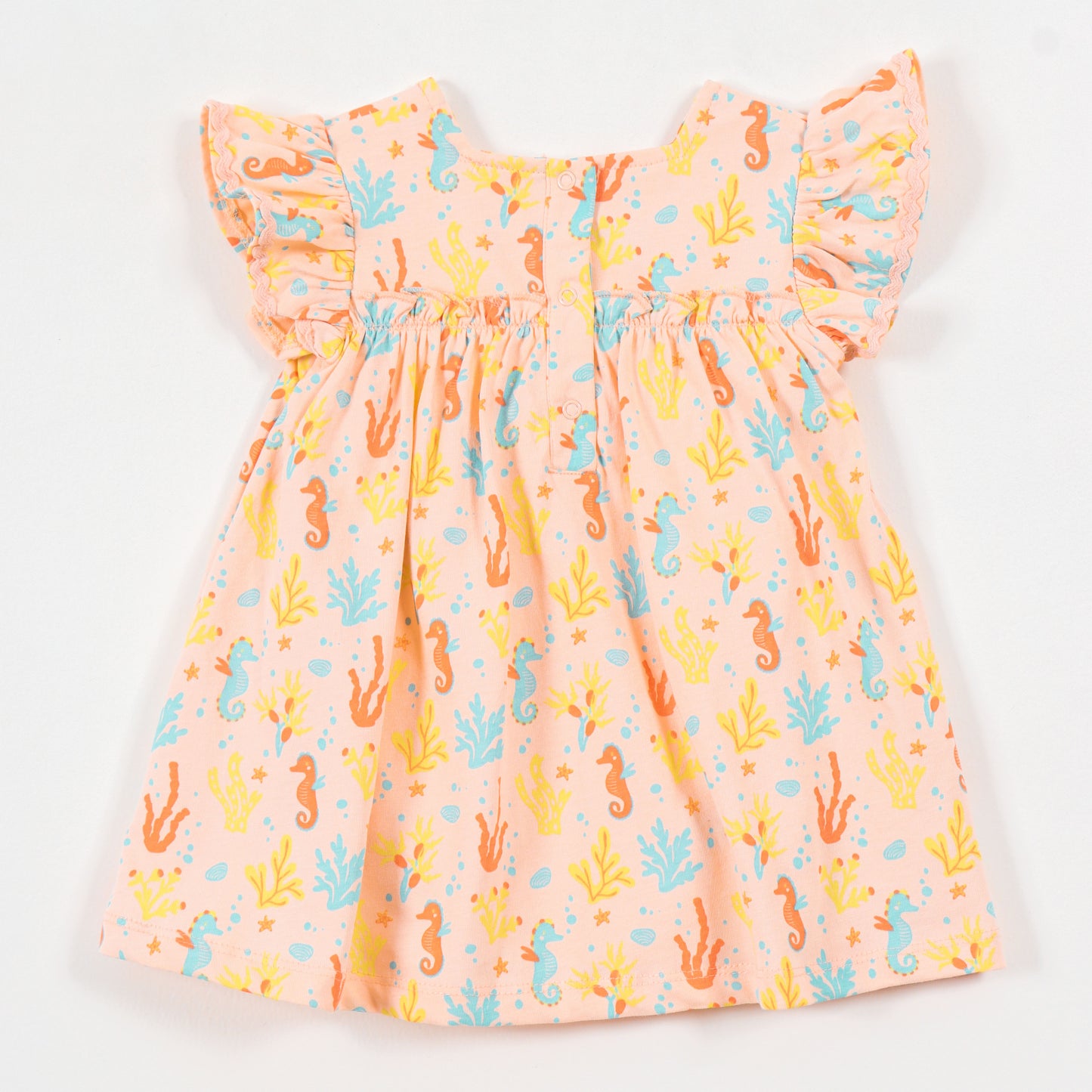 Baby Girls Peach Print Cotton Dress