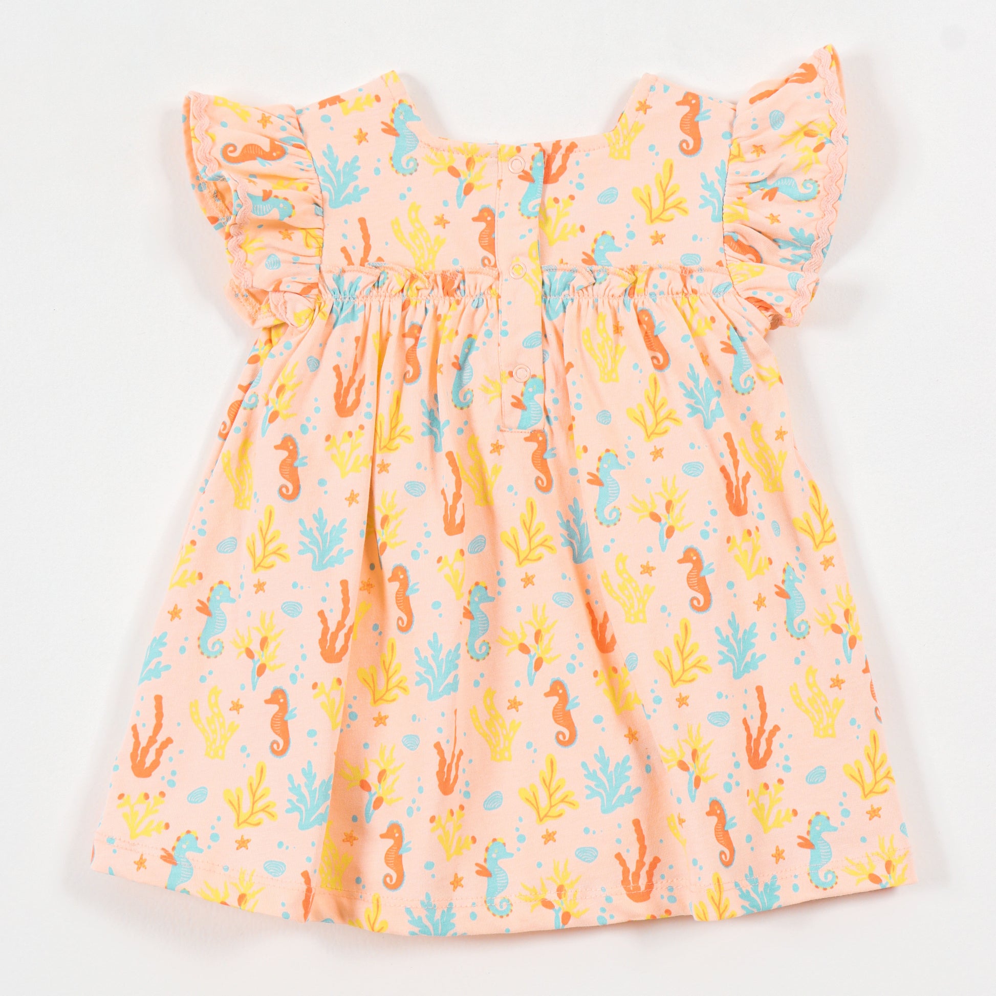 Baby Girls Peach Print Cotton Dress