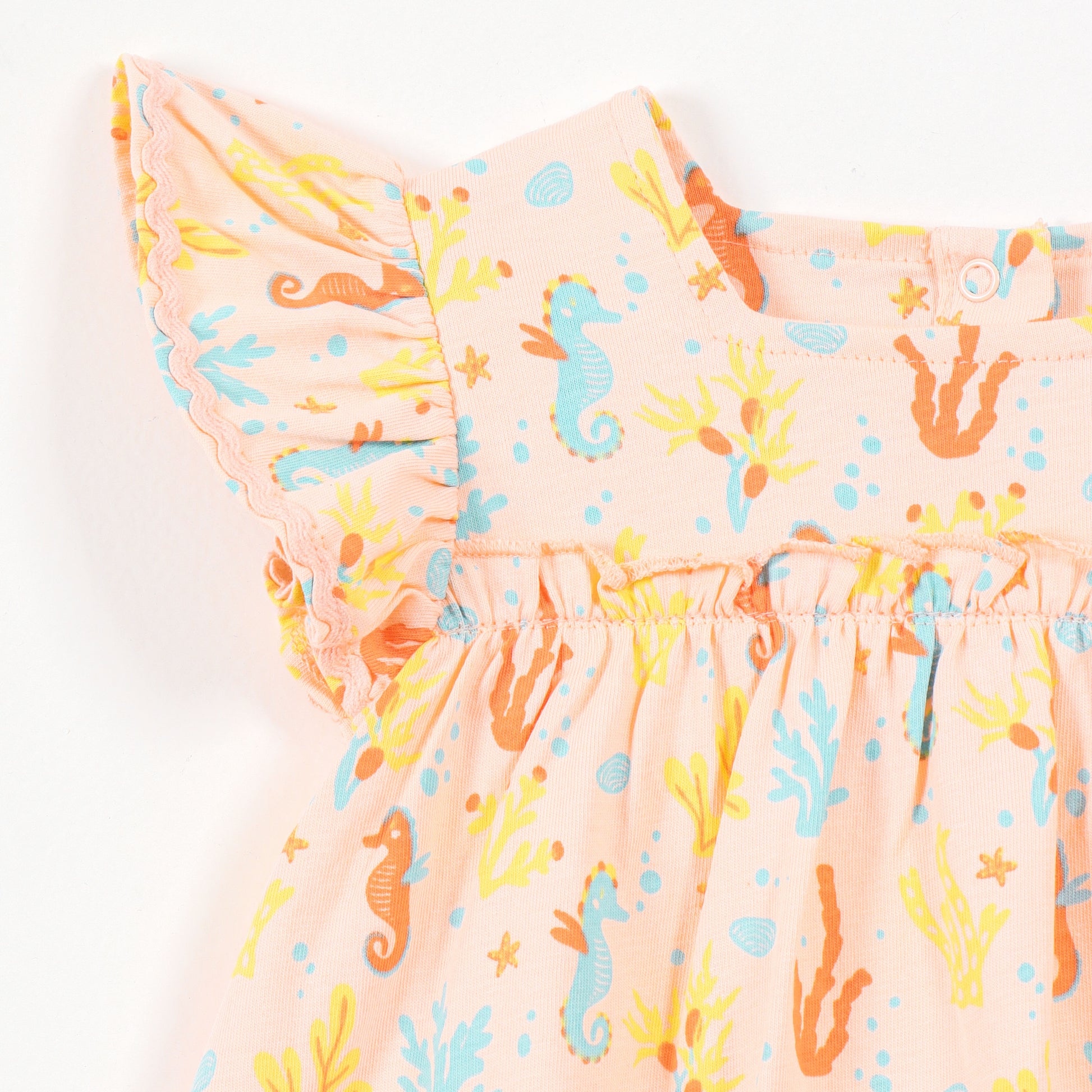 Baby Girls Peach Print Cotton Dress