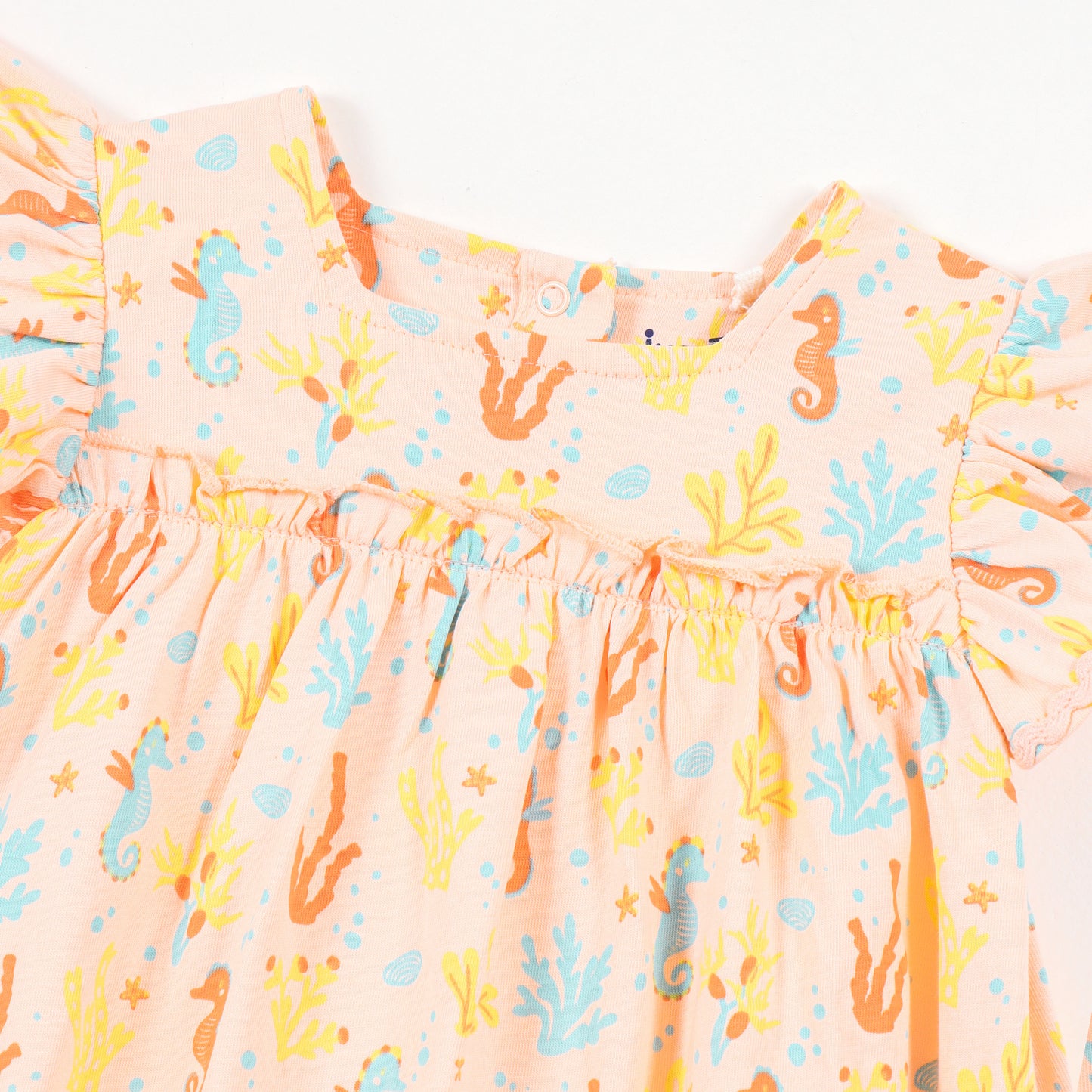 Baby Girls Peach Print Cotton Dress