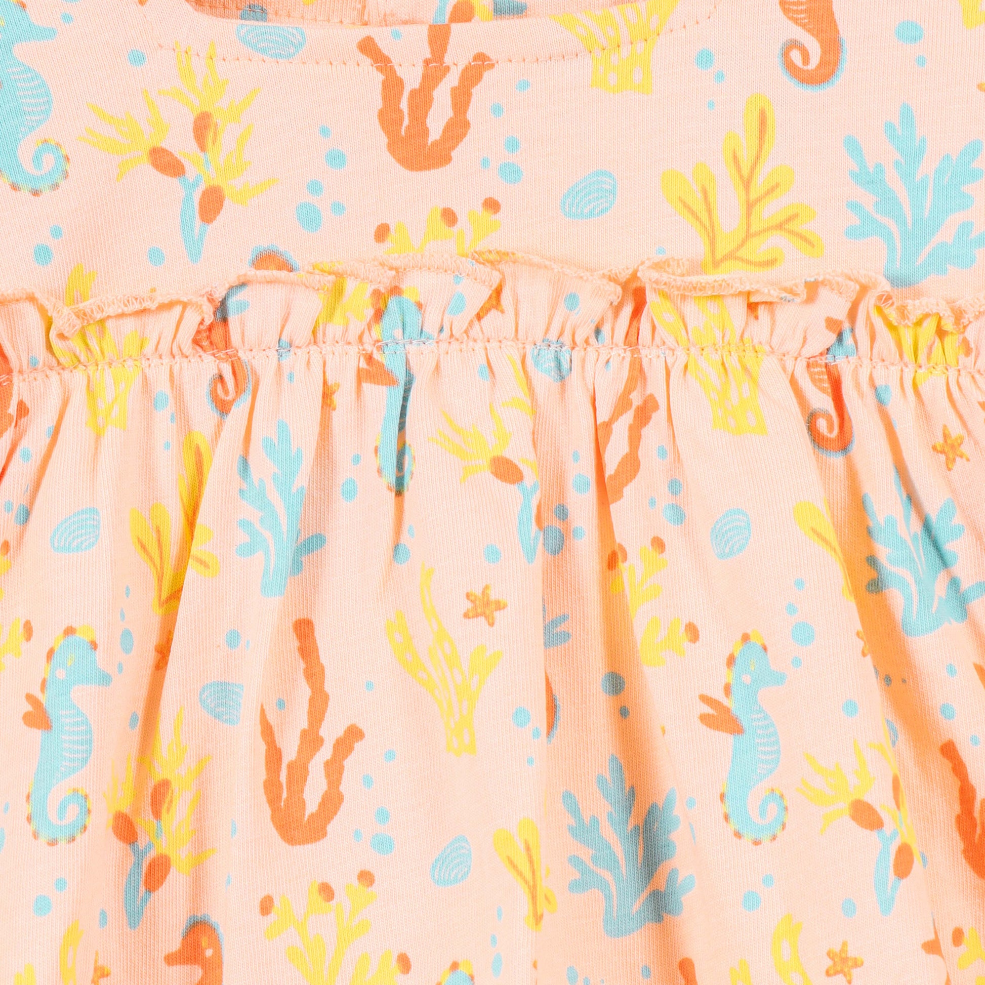 Baby Girls Peach Print Cotton Dress