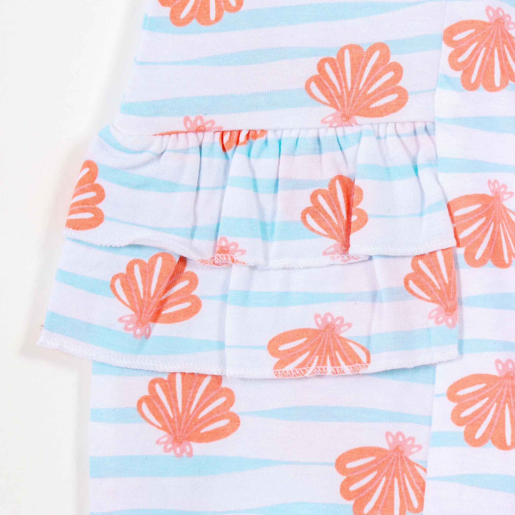 Baby Girls White & Blue Printed Sleeveless Cotton Romper