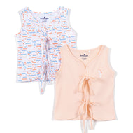 Baby Unisex Cotton Sleeveless Tie-Up Jhabla Pack of 2