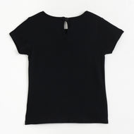 JusCubs Girls Black Short Sleeve Top with Shimmer Bow Collar Detail