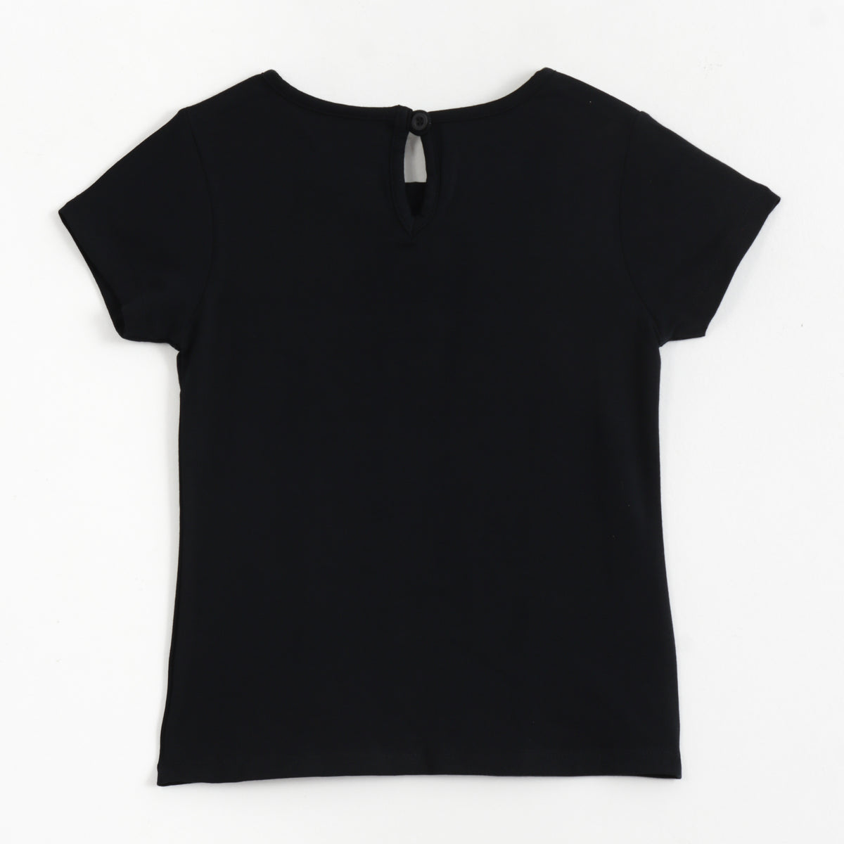 JusCubs Girls Black Short Sleeve Top with Shimmer Bow Collar Detail