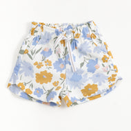 JusCubs Girls White Floral Print Casual Shorts with Drawstring