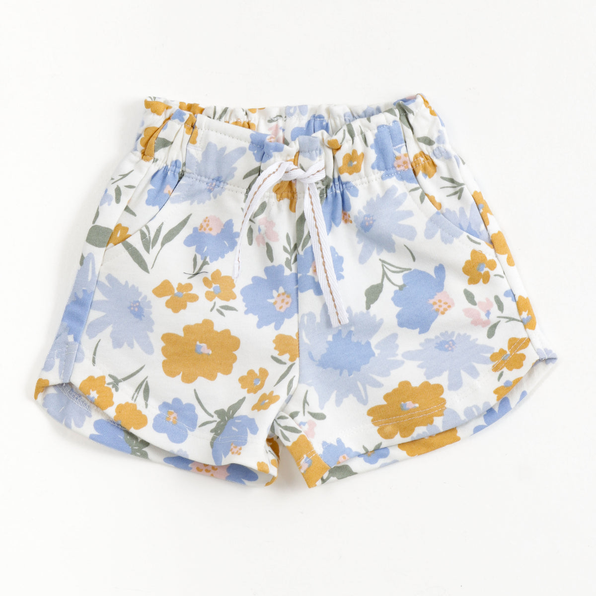 JusCubs Girls White Floral Print Casual Shorts with Drawstring