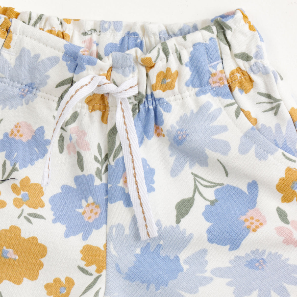 JusCubs Girls White Floral Print Casual Shorts with Drawstring
