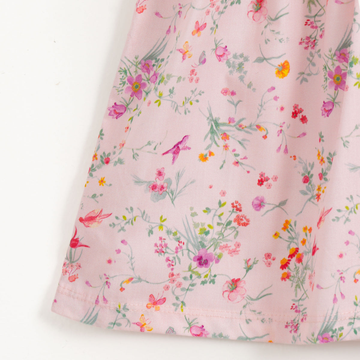 JusCubs Girls Pink Floral Print Short Sleeve Dress with Embroidered Detail