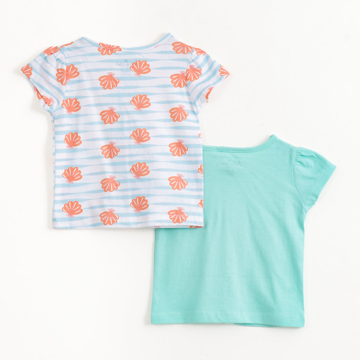 JusCubs Baby Unisex Pack of 2 Short Sleeve Front Open Cotton Vests – Aqua & Shell Print