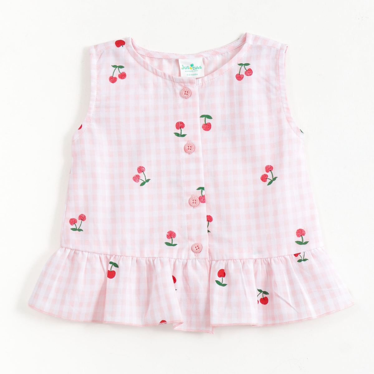 JusCubs Baby Girls Pink Floral Print Sleeveless Top & Shorts Set