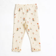 JusCubs Baby Girls’ Off-White Fairy Print Full-Length Leggings with Frill Hems