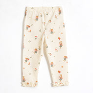 JusCubs Baby Girls’ Off-White Fairy Print Full-Length Leggings with Frill Hems
