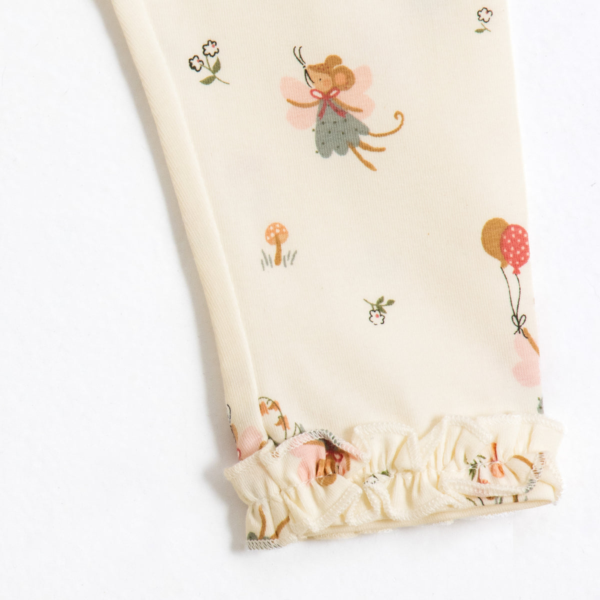 JusCubs Baby Girls’ Off-White Fairy Print Full-Length Leggings with Frill Hems