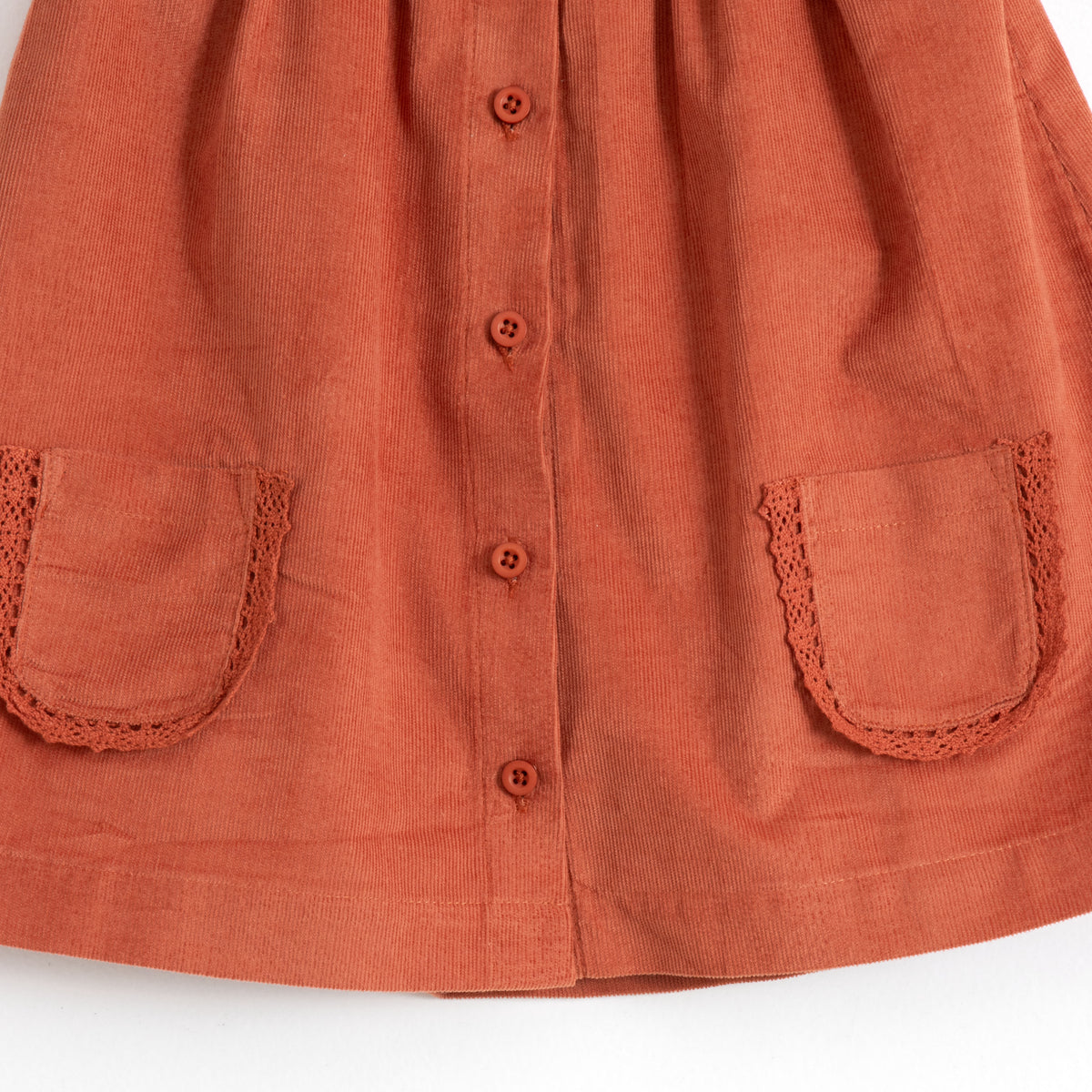 JusCubs Baby Girls’ Rust Embroidered Pinafore Dress with Off-White Printed Top