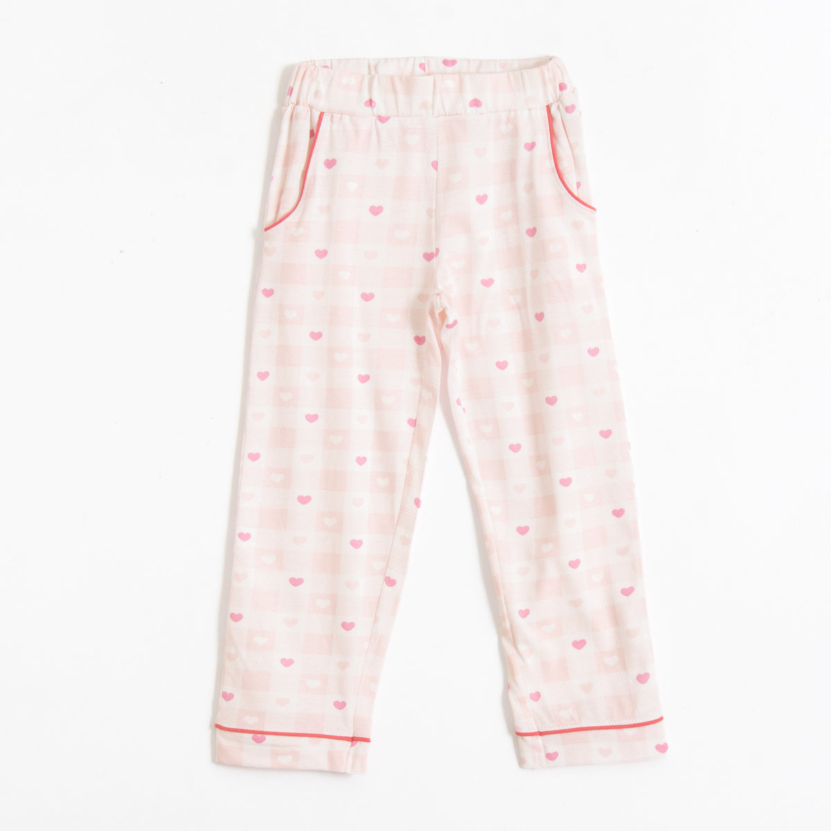 JusCubs Girls’ Light Pink Heart Print Shirt & Pyjama Nightwear Set