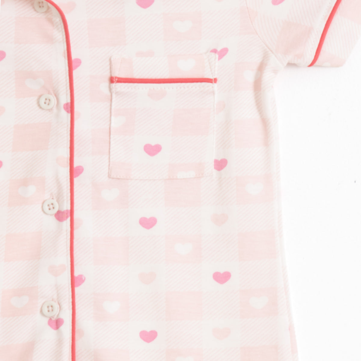 JusCubs Girls’ Light Pink Heart Print Shirt & Pyjama Nightwear Set