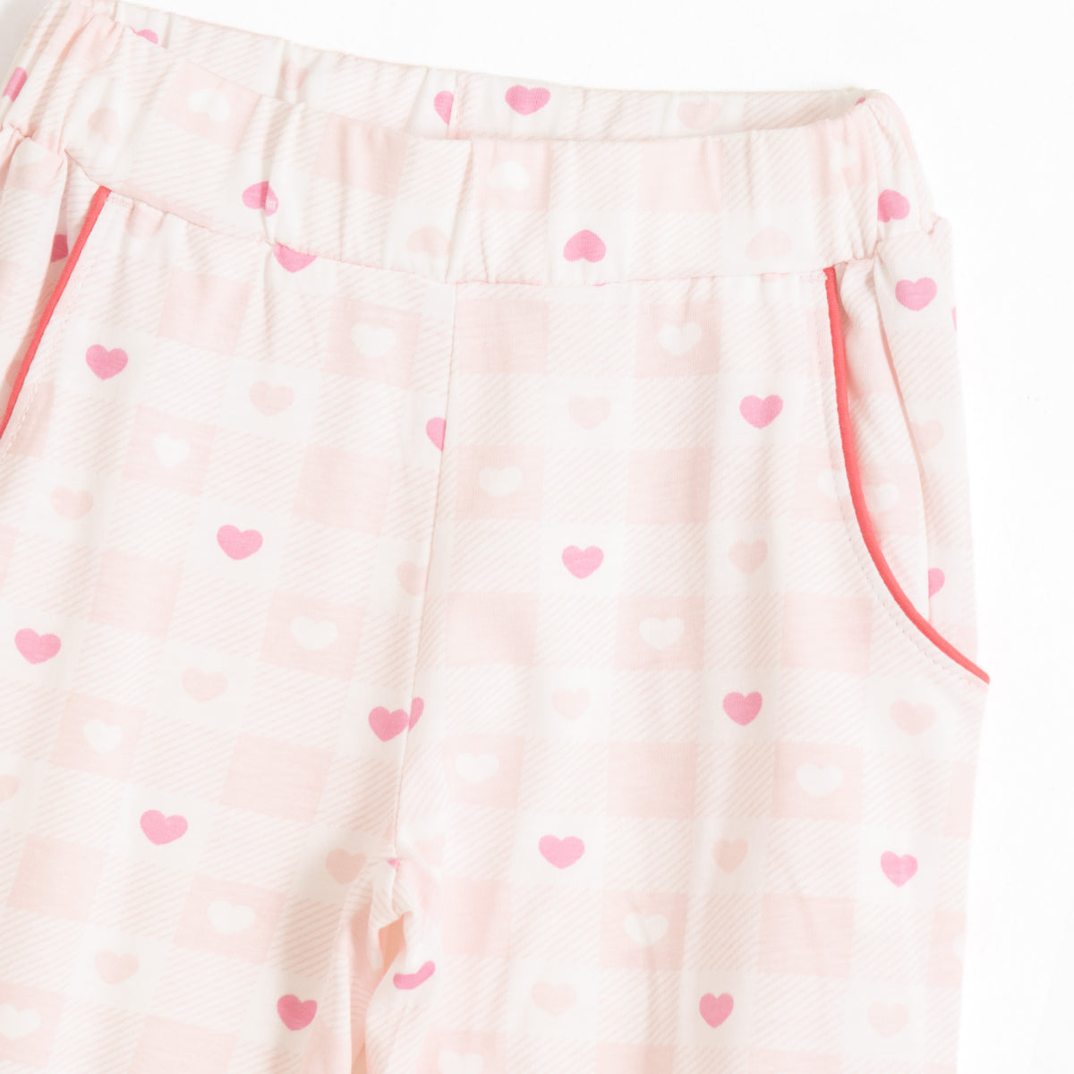 JusCubs Girls’ Light Pink Heart Print Shirt & Pyjama Nightwear Set