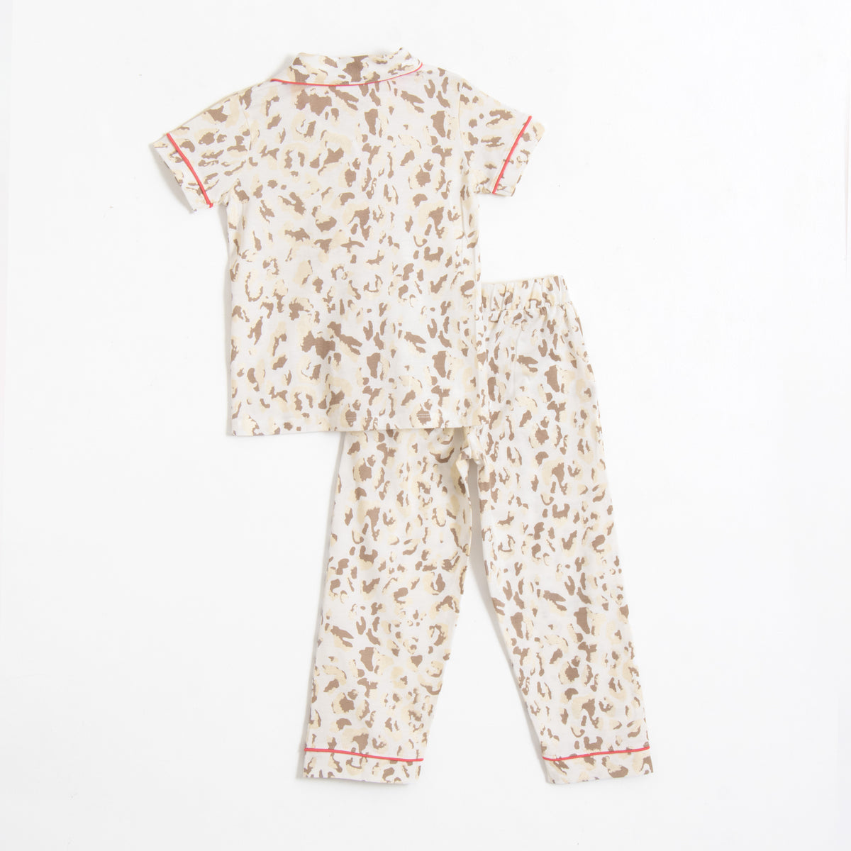 JusCubs Girls’ Off-White & Brown Animal Print Shirt and Pyjama Nightwear Set