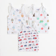 Baby Unisex Muslin Sleeveless Shoulder Tie Jhabla Pack of 3