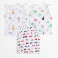 Baby Unisex Muslin Sleeveless Shoulder Tie Jhabla Pack of 3