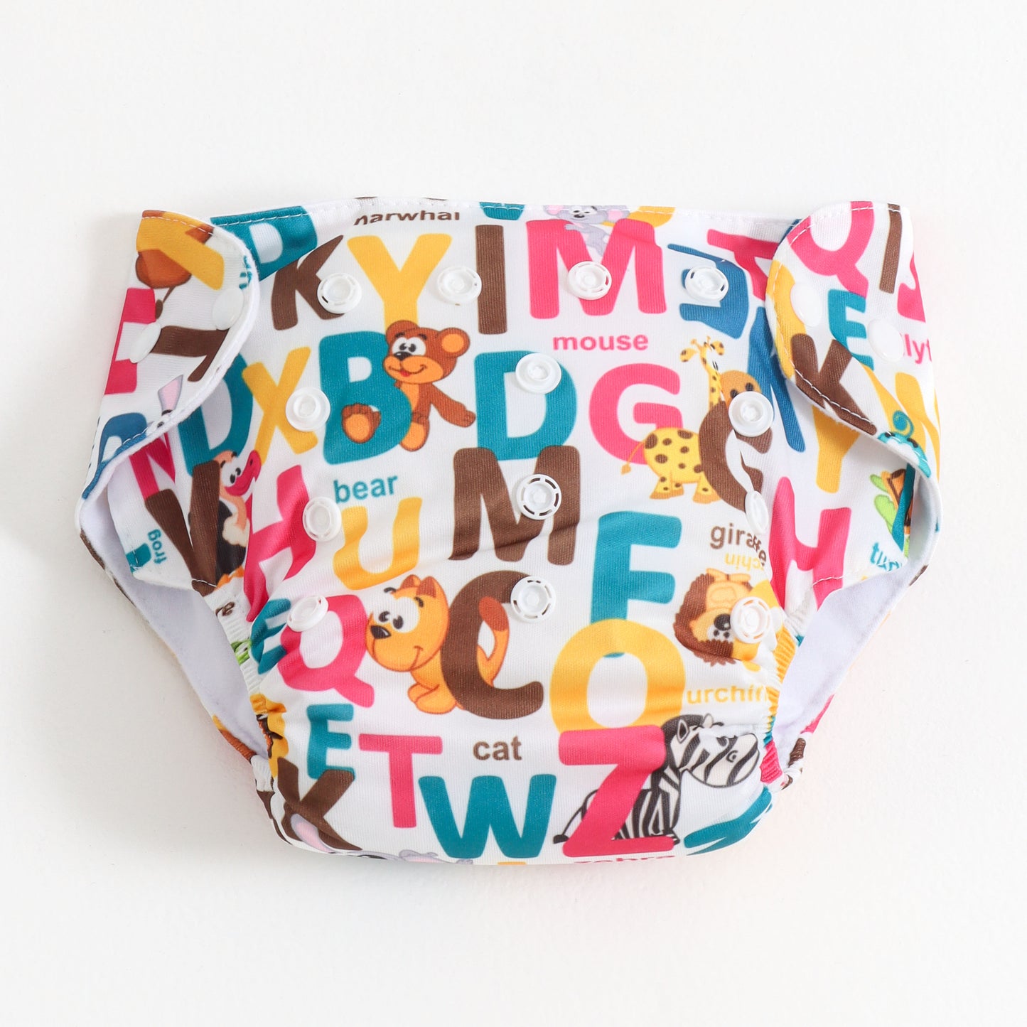 Baby Reusable Adjustable Cloth Diaper Pack of 2 – Yellow Solid & Alphabet Animal Print | Washable |