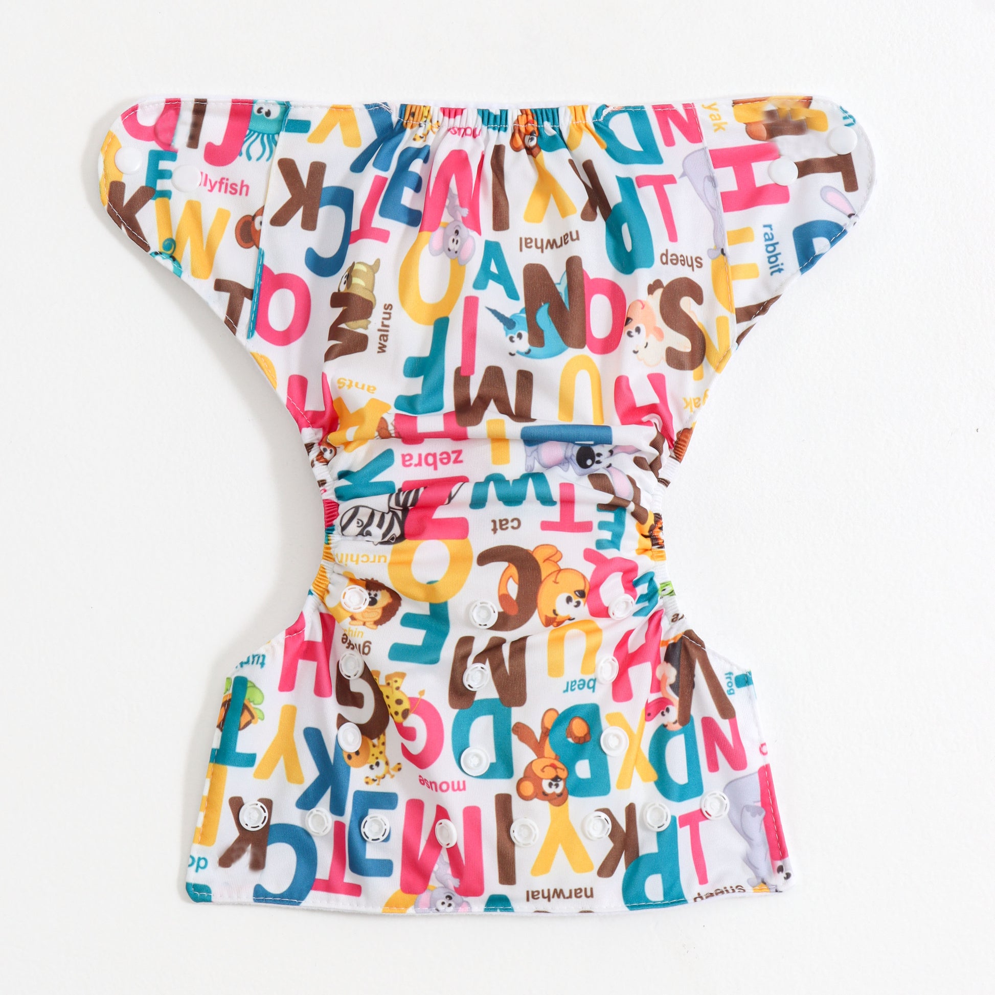 Baby Reusable Adjustable Cloth Diaper Pack of 2 – Yellow Solid & Alphabet Animal Print | Washable |
