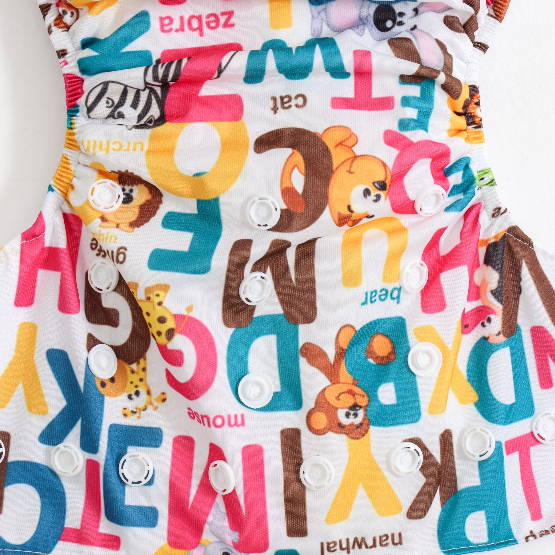 Baby Reusable Adjustable Cloth Diaper Pack of 2 – Yellow Solid & Alphabet Animal Print | Washable |